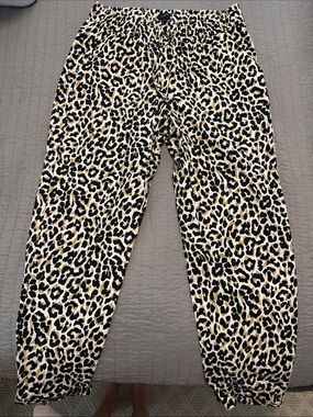 JCrew Leopard Print Elastic Waist Pants - Black, Tan, Cream